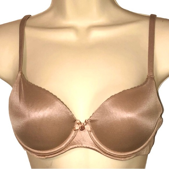 Victoria's Secret Other - Victoria's Secret Tan Satin Underwire Lined Demi Bra Convertible Straps 32C